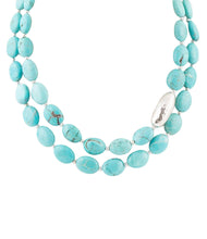 Load image into Gallery viewer, Blue Turquoise Magnesite Sterling Silver Strand Necklace