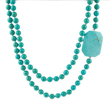 Load image into Gallery viewer, Blue Turquoise Magnesite Stone Knotted Necklace