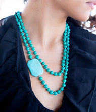Load image into Gallery viewer, Blue Turquoise Magnesite Stone Knotted Necklace