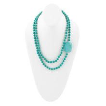 Load image into Gallery viewer, Blue Turquoise Magnesite Stone Knotted Necklace