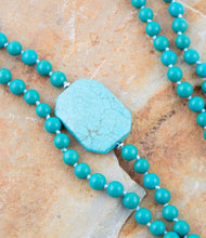 Load image into Gallery viewer, Blue Turquoise Magnesite Stone Knotted Necklace