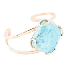 Load image into Gallery viewer, Blue Turquoise Rhombus Statement Cuff Bracelet
