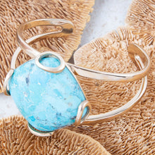 Load image into Gallery viewer, Blue Turquoise Rhombus Statement Cuff Bracelet