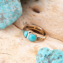 Load image into Gallery viewer, Blue Turquoise Shape Golden Bronze Ring