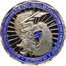 Load image into Gallery viewer, EL3-022 Saint Michael Police Prayer Challenge Coin Thin Blue Line St. Michael Protect Us LAPD NYPD Chicago Miami CBP FBI DEA ATF