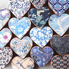 Load image into Gallery viewer, Fabric-Faced Wooden Hearts