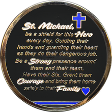 Load image into Gallery viewer, GL7-007 Police Officer Prayer Saint Michael Protect Us Matthew 14:30 Challenge Coin Thin Blue Line