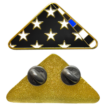 Load image into Gallery viewer, PBX-004-E Thin Blue Line Police Honor Guard Folded US Flag Pin FBI ATF CBP BPD NYPD
