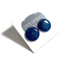 Load image into Gallery viewer, Blue Glitter Lucite Retro Button Stud Earrings