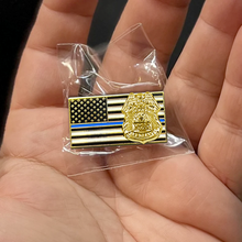 Load image into Gallery viewer, BFP-005 New York Police Department Sergeant American Flag Pin Thin Blue Line NYPD SGT