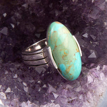 Load image into Gallery viewer, Bold Green Turquoise and Sterling Silver Ring