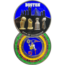 Load image into Gallery viewer, EL6-022 Boston Police MSP Massachusetts State Police Stadium Detail City of Champions Challenge Coin BPD parade