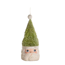 Load image into Gallery viewer, Bottle Brush Santa Green Ornament by Bethany Lowe Designs