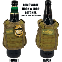 Load image into Gallery viewer, BRB-002-A Border Patrol Agent Tactical Beverage Bottle or Can Cooler Vest CBP BPA with removable patches perfect gift for Challenge Coin collectors