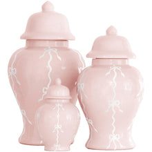 Load image into Gallery viewer, Bow Stripe Ginger Jars in Cherry Blossom Pink