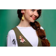 Load image into Gallery viewer, Girl playing the double bass Brooch by Laliblue