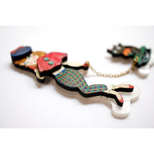Load image into Gallery viewer, Girl with Cat on Sled Brooch by Laliblue