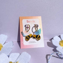 Load image into Gallery viewer, Bumble Bee Hoops Acrylic Earrings