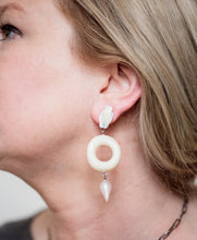 Load image into Gallery viewer, Buttercream Sliding Daisy Donut Drop Earrings