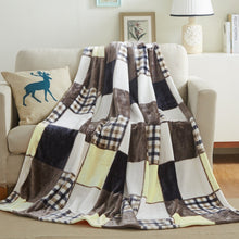 Load image into Gallery viewer, Tache Buttermilk Fall Yellow Brown Farmhouse Super Soft Plaid Patchwork Throw Blanket (4026)