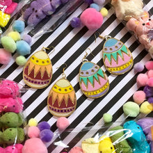 Load image into Gallery viewer, Colorful Easter Egg Acrylic Earrings -  Pink, Blue, Teal