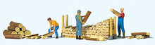Load image into Gallery viewer, Preiser 10707 HO Scale Stacking Firewood -- 3 People &amp; Accessories