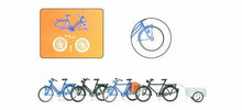 Load image into Gallery viewer, Preiser 17161 HO Scale Accessories -- Bicycles w/Trailer Kit pkg(4)