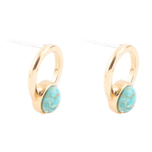 Load image into Gallery viewer, Calgary Blue Turquoise Post Golden Earrings
