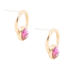Load image into Gallery viewer, Calgary Pink Spiny Oyster Matrix Post Golden Earrings