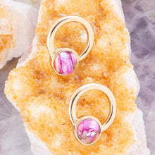 Load image into Gallery viewer, Calgary Pink Spiny Oyster Matrix Post Golden Earrings