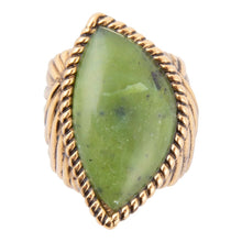 Load image into Gallery viewer, Canadian Green Jade Golden Statement Ring