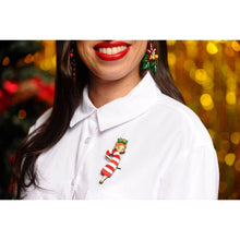 Load image into Gallery viewer, Candy Cane Girl Brooch by Laliblue