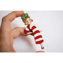 Load image into Gallery viewer, Candy Cane Girl Brooch by Laliblue