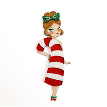 Load image into Gallery viewer, Candy Cane Girl Brooch by Laliblue
