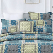 Load image into Gallery viewer, Tache Cotton Patchwork Teal Blue Green Paisley Bohemian Ocean Euro Sham (JHW-888)