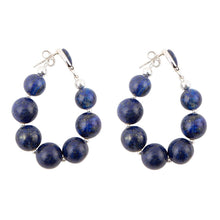 Load image into Gallery viewer, Carly Blue Lapis Complete Loop Sterling Silver Post Earrings