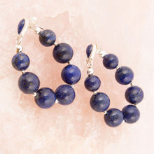 Load image into Gallery viewer, Carly Blue Lapis Complete Loop Sterling Silver Post Earrings