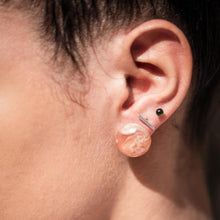 Load image into Gallery viewer, Carnelian &amp; Gold Metallic Marbled Retro Button Studs