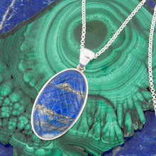 Load image into Gallery viewer, Carved Blue Lapis Sterling Silver Pendant Necklace