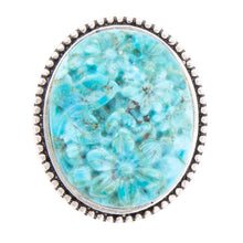 Load image into Gallery viewer, Carved Blue Turquoise and Sterling Silver Cocktail Ring