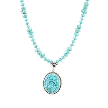 Load image into Gallery viewer, Carved Blue Turquoise and Sterling Silver Pendant