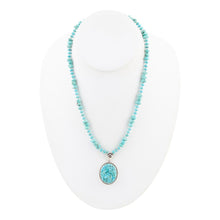 Load image into Gallery viewer, Carved Blue Turquoise and Sterling Silver Pendant