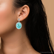 Load image into Gallery viewer, Carved Blue Turquoise Sterling Silver Drop Earrings