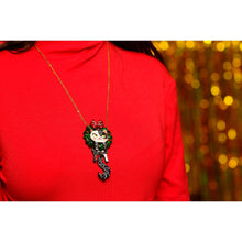 Load image into Gallery viewer, Cat in A Christmas Wreath Necklace by Laliblue
