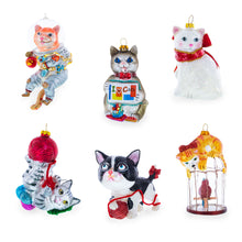 Load image into Gallery viewer, Cat in Mask Glass Christmas Ornament