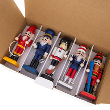 Load image into Gallery viewer, 5 Nutcrackers: Firefighter, Policeman, Hockey, Skier, Snowboarder 5 Inches