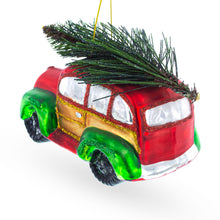 Load image into Gallery viewer, Car Carrying Tree Glass Christmas Ornament