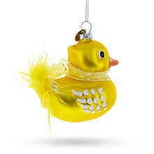 Load image into Gallery viewer, Yellow Duck with Bow Glass Christmas Ornament