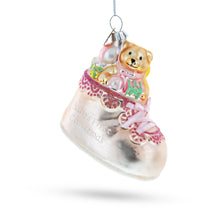 Load image into Gallery viewer, Teddy Bear Baby's First Glass Christmas Ornament