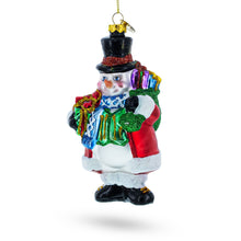 Load image into Gallery viewer, Snowman with Black Hat Glass Christmas Ornament